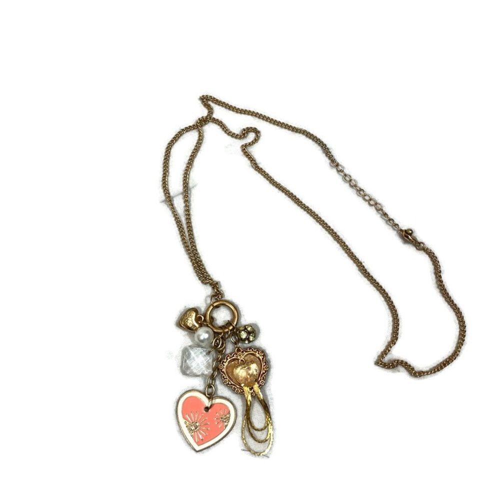 Gold Tone Boho Upcycled necklace 30”